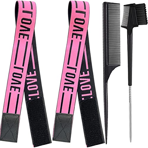 Wig Bands For Keeping Wigs In Place, Lace Melting Band Elastic Bands for Wig Edges, 2 PCS, LovePink - color: LovePink, size: 1 Count (Pack of 4)
