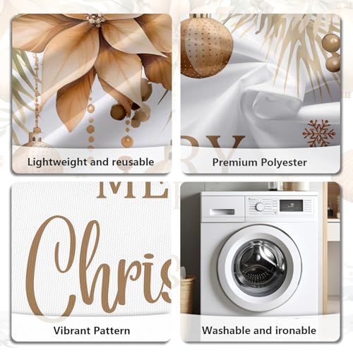 MEHOFOND Merry Christmas Backdrop Christmas Party Decorations Banner Xmas Gold Glitter Xmas Balls Snowflake Photography Background Winter New Year Eve Festival Party Supplies Photo Booth Props 7x5ft