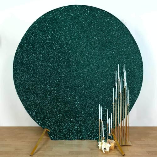 Efavormart Shiny Hunter Green 7.5ft Metallic Spandex Round Arch Cover, Double Sided Fitted Backdrop Sleeve for Christmas, Jungle Theme & Events - color: Hunter Green, size: Round