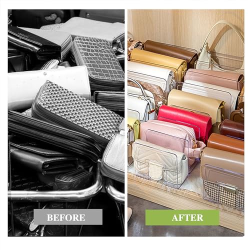 2 Pcs Acrylic Clear Purse Storage Organizers, 4 Sections Dividers in Bedroom Office (bright) - color: bright