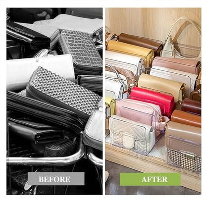 2 Pcs Acrylic Clear Purse Storage Organizers, 4 Sections Dividers in Bedroom Office (bright) - color: bright