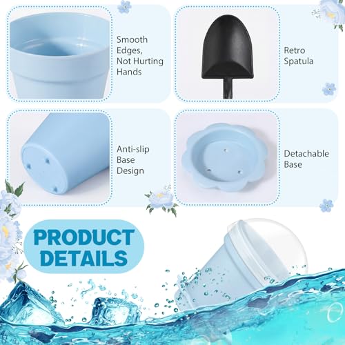 Honeydak 25 Pack Flowerpot Dessert Cup Plastic Cake Cups with Lid Shovel Spoon Mini Flower Pot Dessert Cups Ice Cream Yogurt Cupcake Holder Containers for Birthday Party Supplies DIY Baking(Blue) - color: Blue