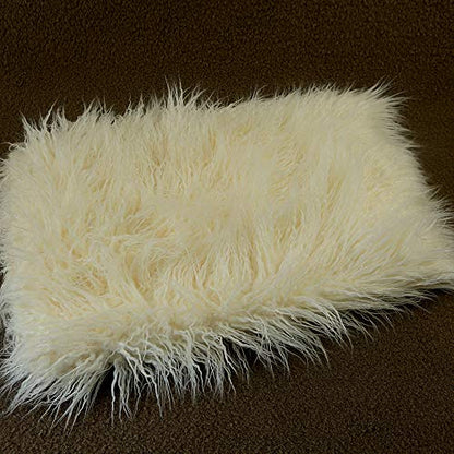 Newborn Photo Props Faux Fur Soft 29.5x19.7 inch Baby Boy Girl Photo Blanket Studio Backdrop Photo Mat White - color: 29.5x19.7 Inch White