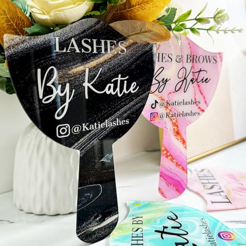 ubjva Custom Eyelash Technician Photo Prop Personalised Acrylic Handheld Mirror for Social Media Tech Supplies Lash Room