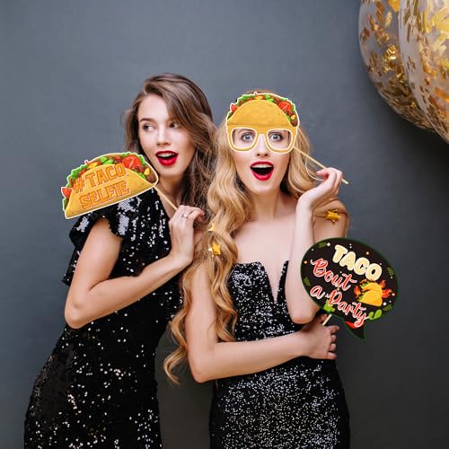 Taco Party Photo Booth Props Cinco De Mayo Birthday Photoshoot Mexican Fiesta Party Photography Props Favor Centerpiece Sticks Decorations 15 PCS