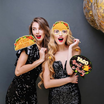 Taco Party Photo Booth Props Cinco De Mayo Birthday Photoshoot Mexican Fiesta Party Photography Props Favor Centerpiece Sticks Decorations 15 PCS