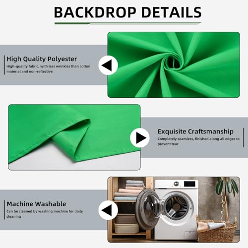 Green Screen Backdrop,5x7FT Green Photo Backdrop for Photography Chromakey Virtual GreenScreen Background Curtain for Streaming Gaming Studio Photoshoot Christmas Party Video Recording - color: Green, size: 5x7FT