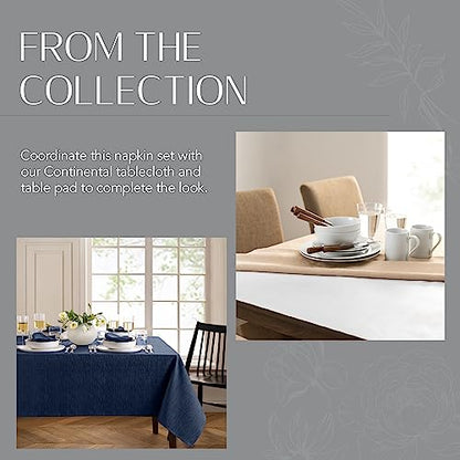 Elrene Home Fashions Continental Solid Texture Water and Stain Resistant Fabric Dining Napkins, Set of 4, 17"x17", Navy - color: Navy, size: 17" x 17" (Set of 4)