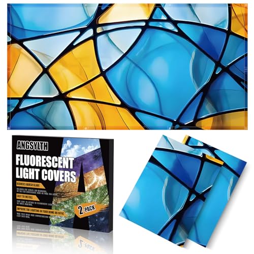 ANGSYLTH 2 Pcs Fluorescent Light Covers - 4 x 2 Feet Covers for Ceiling Lights, Magnetic Light Filters for Classroom, Office, Hospitals, Home (Colorful Art) - color: Colorful art