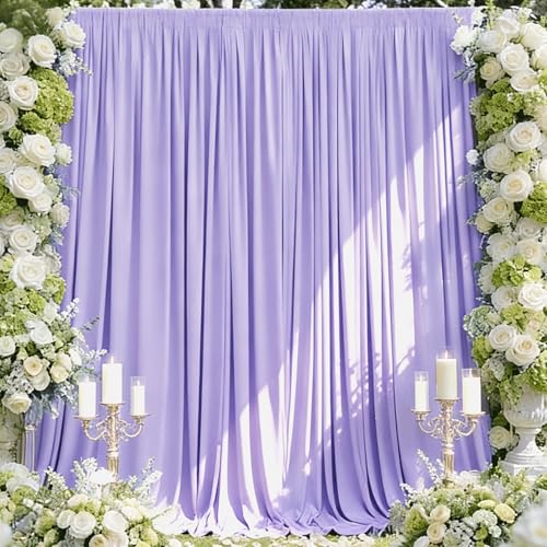 Sugargirl Wrinkle Free Lavender Backdrop Curtains Polyester Photo Backdrop Drapes Curtains with Rod Pockets for Party Birthday Wedding Photography Home Decoration(5x7FT, 2 Panels) - color: Lavender, size: W5' x H7' (2 panels)