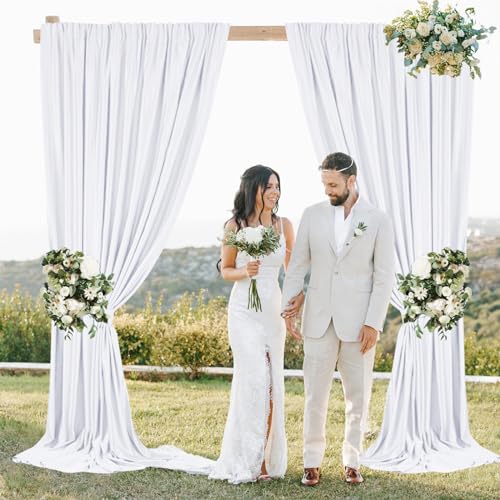 Sugargirl Wrinkle Free White Backdrop Curtains Polyester Photo Backdrop Drapes Curtains with Rod Pockets for Party Birthday Wedding Photography Home Decoration(5x7FT, 2 Panels) - color: White, size: W5' x H7' (2 panels)