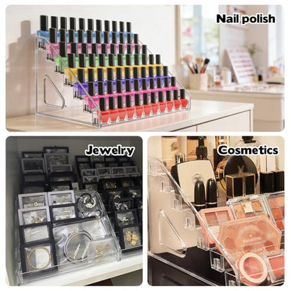 2 Pack 6 Tier Perfume Organizer Stand, Versatile Acrylic Perfume Organizer Holder Display Stand Storage Tray for Figures Makeup Nail Polish Graded Cards Organization