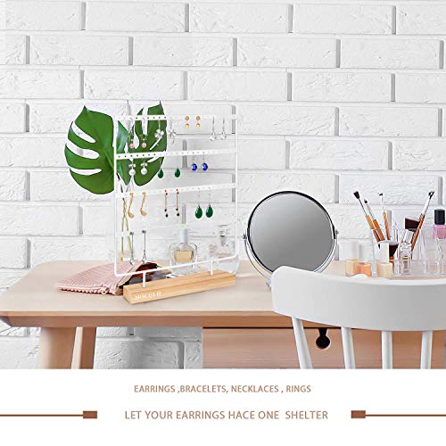 Mocolo Earring Holder Stand, Earring Organizer Display Holder Stand for Hanging Earrings(88 Holes & 4 Layers) (White) - color: White