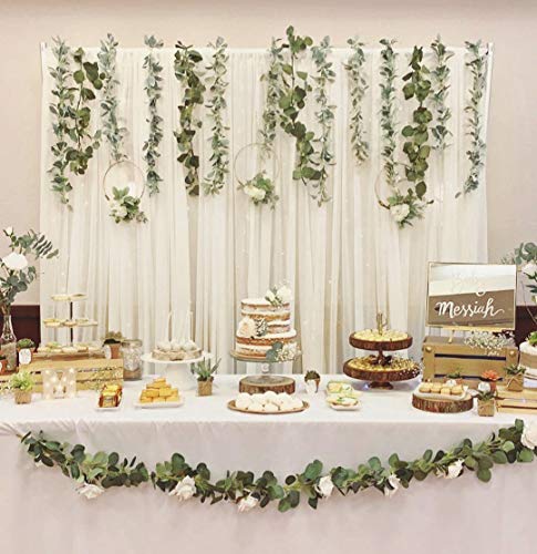 Ivory Tulle Backdrop Curtains 5ftx7ft Weddings Backdrop Drapes for Baby Shower Party Photo Wall Stage Ceremony Photography Background - color: Ivory