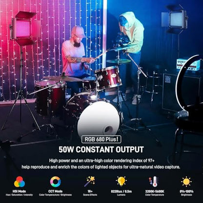 GVM RGB LED Video Light Kit, Dimmable Photography Lighting with APP Control, 680RS 50W 3 Packs Led Panel Light for YouTube Studio, Video Shooting, Gaming, Streaming, Zoom, Broadcasting, Conference - size: 50 W Without Softbox