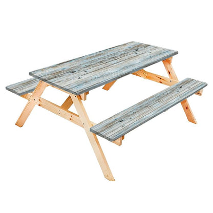 Old Hardwood Floor Texture Plank Print Picnic Table Cover with Bench Covers Outdoor Patio Camping Essentials Waterproof Camping Fitted Tablecloth Gift for Camping and Hiking Lovers - color: Wooden Texture03