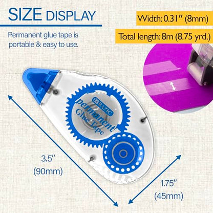 BAZIC Products Permanent Glue Tape, Double Sided, 8 mm x 8 m - size: 3-Pack