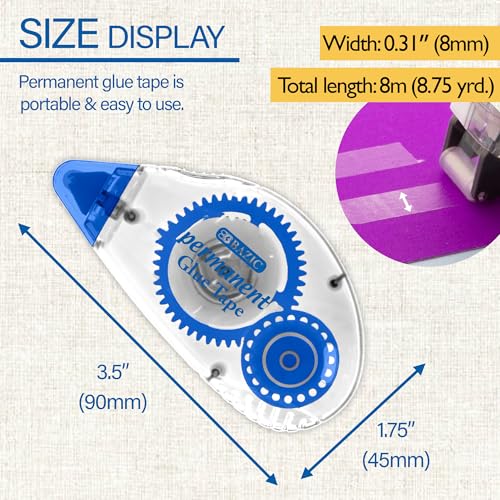 BAZIC Products Permanent Glue Tape, Double Sided, 8 mm x 8 m - size: 3-Pack