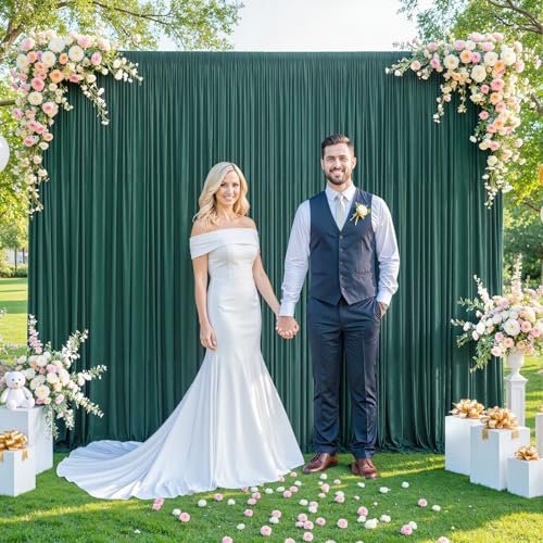 Hunter Green Backdrop Curtain for Parties Wrinkle Free Dark Green Photo Curtains Backdrop Drapes Fabric Decoration for Baby Shower Birthday Party Photography 5ft x 7ft,2 Panels - color: Hunter Green, size: 10FTx7FT (W5'xH7', 2 Panels)