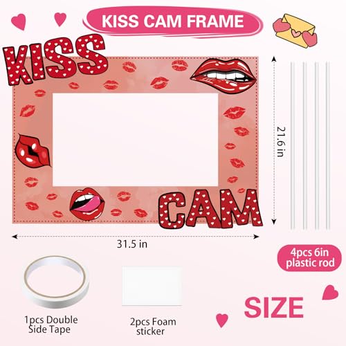 RattanView Large Size Wedding Poto Booth Props, 31.5 X21.6in Kiss Cam Frame Cardboard Cutout Valentines Photo Booth Photography for Galentines Day Party Wedding Birthday Decorations(Lip Print) - style: Lip Print