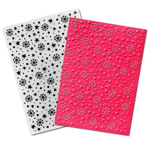 Arbuya Christmas Plastic Embossing Folders for Card Making Snowflakes Background Texture Embossing Folder Template for Scrapbooking Paper Crafting Home Decoration - color: Little Snowflakes