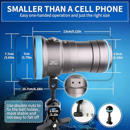 Seal CF 6000 Lumen Dive Light for Underwater Photography, 100m Underwater Video Light 96 CRI with 120 Degree Wide Beam Angle Scuba Flashlight for Professional Dive Photography Fill Light - size: Seal CF