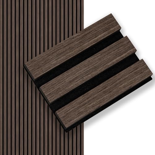Smartstandard Sample Wood Slat Wall Panel, Soundproof Wooden Wall Panels, Acoustic Wood Panels for Wall, Dark Walnut, Sample Pack - color: Dark Walnut, size: 6" x 4.7"