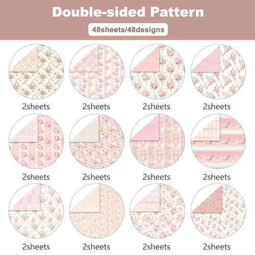 Scrapbook Paper Double Sided Decorative Craft Paper, 6x6 in Vintage Patterned Papers 48 Sheets Floral Background Papers for Scrapbooking Card Making Journaling Decor (B) - color: B