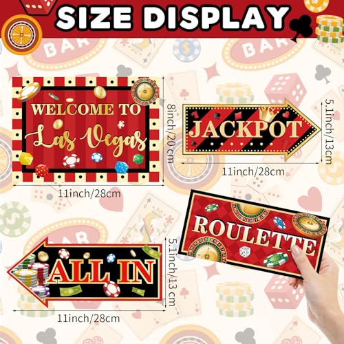 20 Pieces Casino Party Decorations Vegas Themed Party Directional Signs Casino Signs Welcome to Las Vegas Party Decorations Casino Night Poker Chip Dice Birthday Party Supplies - style: Casino