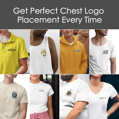 (4 Sizes All Ages) Left Chest Logo Placement Tool - Tshirt Ruler Guide Vinyl Alignment Pocket, T-Shirt Measurement Tool, Embroidery Placement Guide, Shirt Ruler, Shirt Alignment for Heat Press