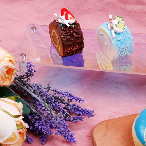MY MIRONEY 2PCS Acrylic Display Stand Iridescent Display Shelf Figurines Organizer Cupcakes Holder for Cake Food Desserts Figurines Collectibles Perfume Jewelry Makeup(15.75" x 2.95" x 1.97") - size: 15.75" x 2.95" x 1.97"
