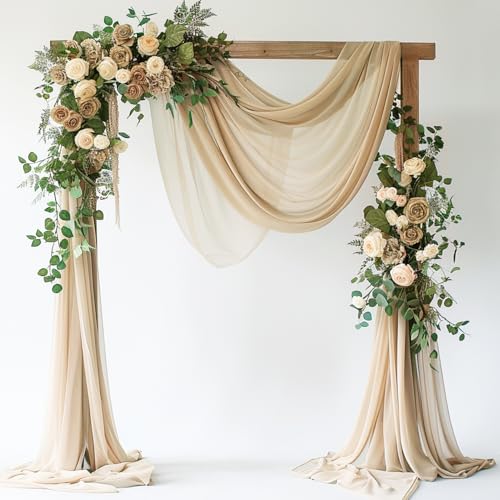 Wokceer Wedding Arch Draping Fabric 28.7" x 20FT Champagne Drapes Sheer Fabric Backdrop Arch Draping Fabrics for Wedding Ceremony Birthday Party Bridal Shower Decoration - color: Champagne, size: 1 Panel