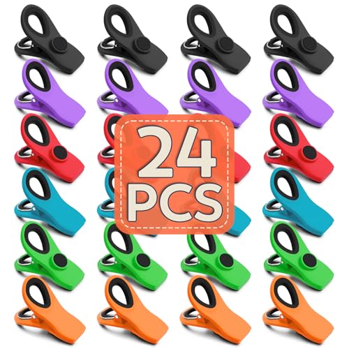 FINDMAG 24 Pack Chip Clips for Food Storage, Magnetic Assorted Color Plastic Clips with Magnet for Kitchen, RV Accessories, Refrigerator, Snack Bags, and Sealing Packages - color: Multi-color, size: Pack of 24