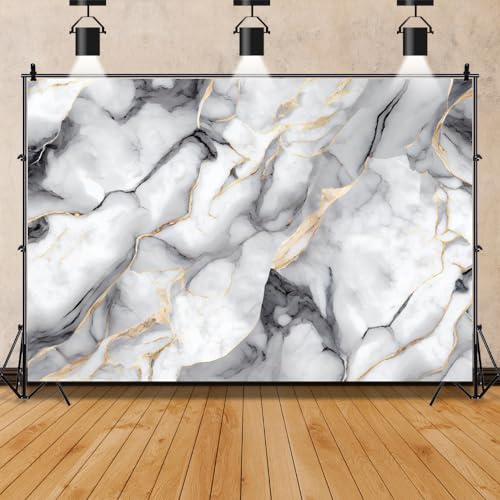 Black White Marble Photography Backdrop Luxury Abstract Modern Black and Gray Marble Gradient Art Texture Wedding Birthday Party Banner Studio Prop Decoration 10x8ft - color: Black White