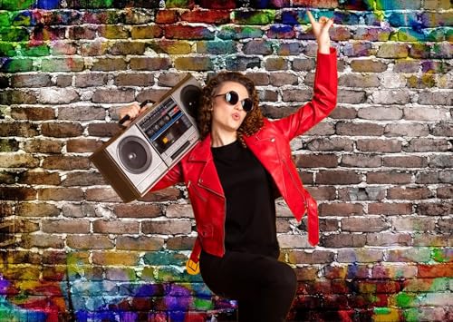 Vinyl 7x5ft Colorful Graffiti Brick Wall Backdrop, Ideal for Photo Studio, Birthday Party, Wedding
