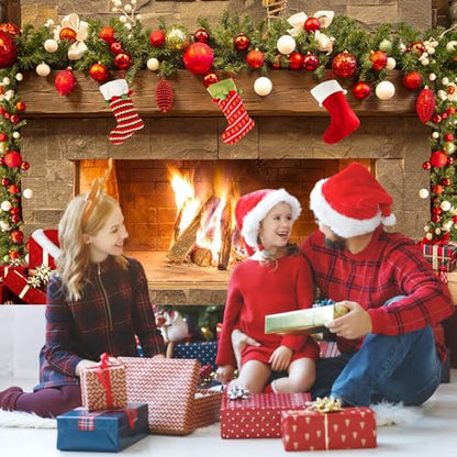 Mocsicka Christmas Fireplace Theme Backdrop for Photography Xmas Tree Sock Gift Family Party Decorations Wallpaper Winter Christmas Birthday Holiday Banner Studio Booth (8x6ft) - size: 8x6ft