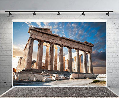 Yeele 8x6ft Acropolis Ancient Ruin Site Backdrop Vinyl Parthenon Temple Marble Pillar Greece Landmark Building Photography Background Baby Adult Travel Portraits Photo Booth Shooting Studio Props