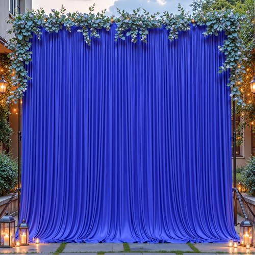 8ftx10ft Wrinkle Free Royal Blue Backdrop Curtain - 10 Feet Photography Backdrop Drapes, Silky Polyester Back Drop Cloth for Wedding Baby Shower Balloon Arch Background - color: Royal Blue, size: 8FTx10FT (W4'xH10', 2 Panels)