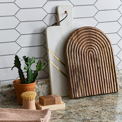 Main + Mesa Carved Arch Mango Wood Serving Board, Natural
