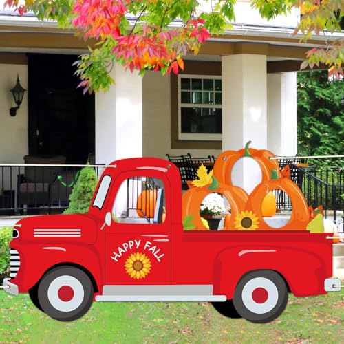 Thanksgiving Photo Prop Photography Pumpkin Photo Backdrop Banner Fall Harvest Party Decoration Truck Background for Autumn Festival Friend Giving Birthday Party Favors Supplies(40 x 74.8 Inch)