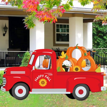 Thanksgiving Photo Prop Photography Pumpkin Photo Backdrop Banner Fall Harvest Party Decoration Truck Background for Autumn Festival Friend Giving Birthday Party Favors Supplies(40 x 74.8 Inch)