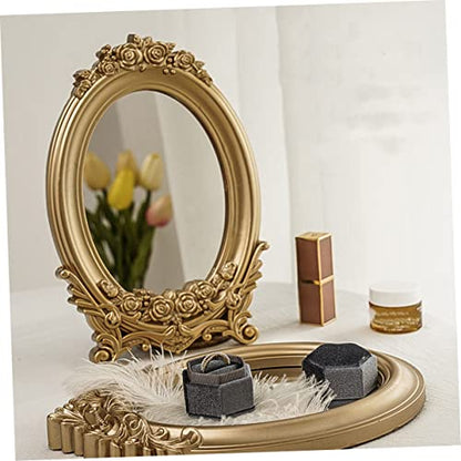 Retro Mirror Adornment Gold Trim Mirror Tray Perfect for Photography Props and