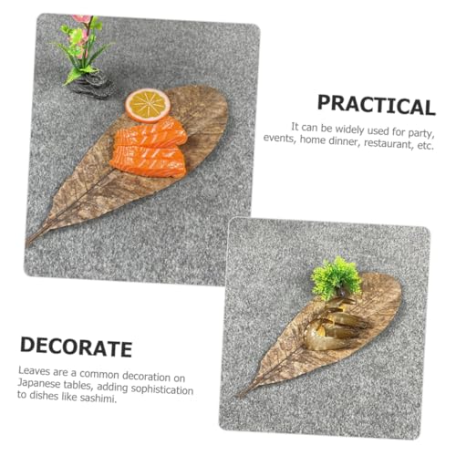 COLLBATH Dried Leaf Sushi Tray Decor 20Pcs Seafood Display Serving Plate Unique Sashimi Background Leaf Embellishments for Food Photography for Restaurants and BBQ