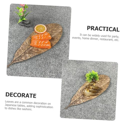COLLBATH Dried Leaf Sushi Tray Decor 20Pcs Seafood Display Serving Plate Unique Sashimi Background Leaf Embellishments for Food Photography for Restaurants and BBQ