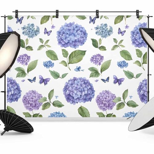 Retro Purple Backdrop for Photography, Hydrangeas Floral Leaf Country Plant Farmhouse Photo Backdrop Portrait Background Party Banner Photo Backgrounds for Studio Booth Props, 7x5ft - color: Purple Green, size: 7x5FT