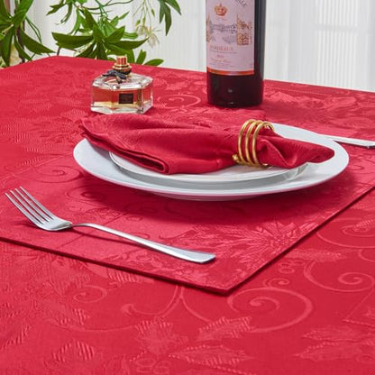 Cloth Napkins Set of 8 – Square Jacquard Floral Flowers Fabric Polyester Washable Reusable for Kitchen Dinner Dining Restaurants Wedding Party Banquet Table(Dark Red/17x17 Inch) - color: Dark Red