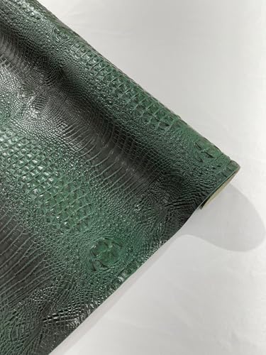 54” Wide Gator Two Tone Fake Leather Upholstery, 3-D Crocodile Skin Texture Faux Leather PVC Vinyl Fabric Sold by The Yard. (Hunter Green) - color: Hunter Green