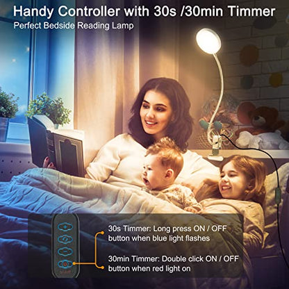 LiFMIRA Clip-on Lamp Reading Light - 5 Color Modes, 10 Brightness Levels, 8W, 66 LED, Eye-Caring Metal Clamp Light with Gooseneck for Bed, Headboard, Desk, Video Conferencing, Makeup - color: Silver