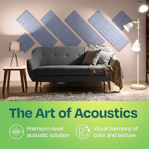 Acoustic Panels 12-Pack Soundproof Wall Panels 12"x12"x0.4" Decorative Sound Dampening for Your Home, Office, Studio, Bedroom & More with Unique GridFrame Carving [Dusky Gray] - color: Dusky Gray, size: GridFrame 12 Pack