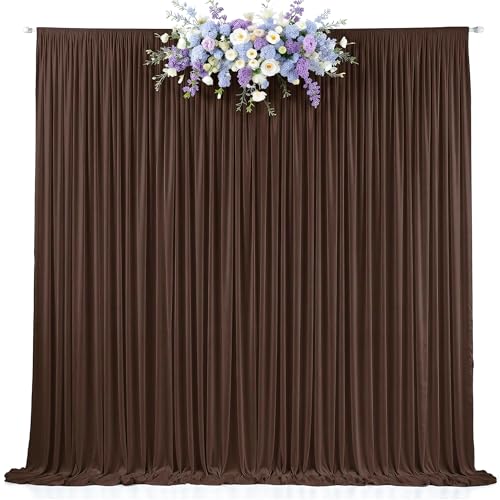 10ft x 8ft Photo Backdrop Curtains Brown Wrinkle-Free Polyester Fabric Backdrop Drapes for Wedding Baby Shower Birthday Party Photography Background Decoration - color: Brown, size: 5'(W) x 8'(H), 2 Panels